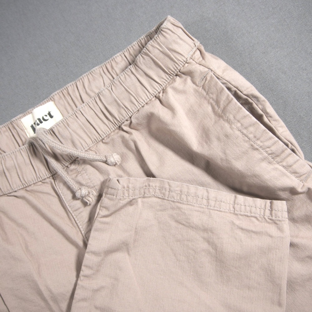 Pact Organic Wide Leg Straight Elastic Waist Drawstring Womens Pant L 29x31